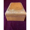 Caja Antigua de Cuero - Joyero Vintage con Cenefa Dorada Repujada Artesanal