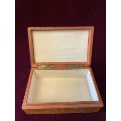 Caja Antigua de Cuero - Joyero Vintage con Cenefa Dorada Repujada Artesanal