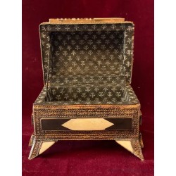 Cofre Antiguo Marroquí - Caja Artesanal Metal y Hueso Diseño Oriental Vintage