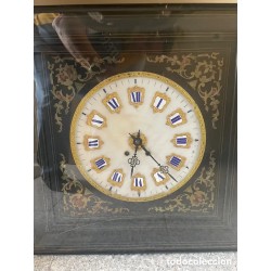 Reloj de Pared Antiguo Napoleón III - Marquetería Boulle con Esfera Nácar Siglo XIX