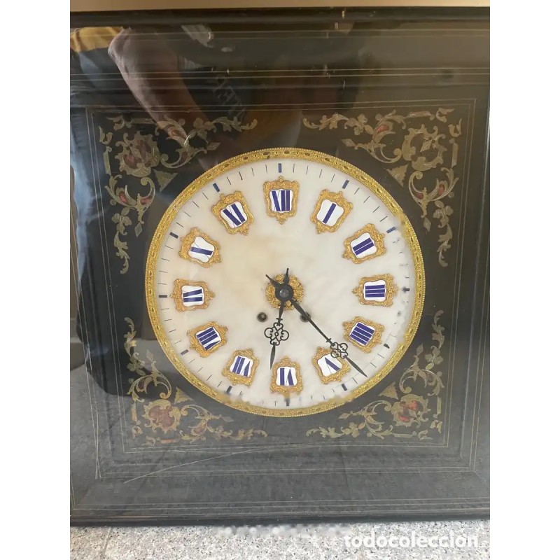 Reloj de Pared Antiguo Napoleón III - Marquetería Boulle con Esfera Nácar Siglo XIX