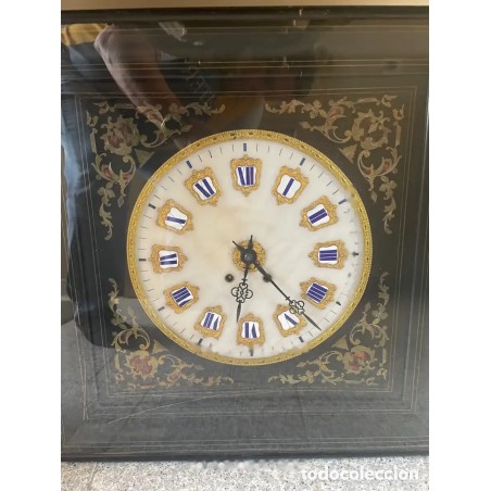 Reloj de Pared Antiguo Napoleón III - Marquetería Boulle con Esfera Nácar Siglo XIX