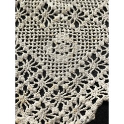 Encaje Antiguo de Ganchillo Floral - Puntilla Vintage 380cm x 8.5cm Algodón Crudo