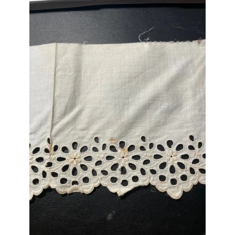 Tiraborda Antigua Lino Bordado - Cenefa Calada Richelieu 300cm x 14cm Vintage