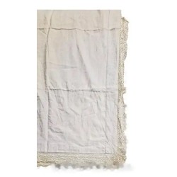 Juego de cama de hilo bordado con encaje de bolillo - principios del S.XX