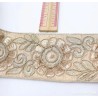 Galón Antiguo Bordado en Hilo Oro - Cinta Floral con Lentejuelas 580cm Artesanal