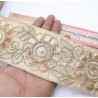 Galón Antiguo Bordado en Hilo Oro - Cinta Floral con Lentejuelas 580cm Artesanal