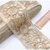 Galón Antiguo Bordado en Hilo Oro - Cinta Floral con Lentejuelas 580cm Artesanal