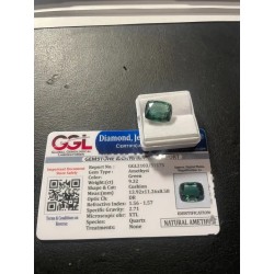 Turmalina Verde Certificada 9.32ct - Gema Talla Cojín AAA Premium Transparente