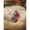 Pendientes Colgantes Rubí y Diamantes - Aretes Oro Blanco Doble Gota Lujo Elegante