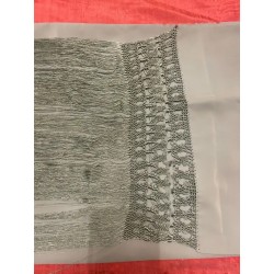 Chal Vintage de Seda con Flecos - Mantón Artesanal Tejido Calado Elegante Gris