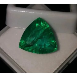 Esmeralda Colombiana Talla Trillion 8.62ct - Gema Certificada Verde Intenso AAA