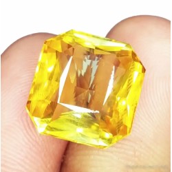 Zafiro Amarillo Natural Talla Asscher 15.87ct - Gema Premium AAA Certificada Transparente