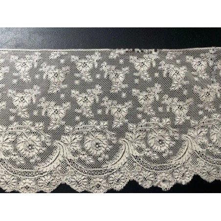 Encaje Antiguo Valenciennes Siglo XIX - Puntilla Francesa Floral 10m x 17cm Colección