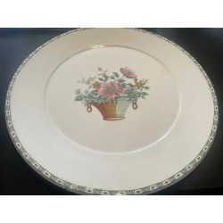 Fuente Circular Cartuja Pickman 32cm - Porcelana Serie Canasto Flores Vintage Colección
