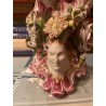 Pareja de Jarrones Antiguos de Porcelana Estilo Rococó - Decoración Floral Rosa