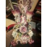 Pareja de Jarrones Antiguos de Porcelana Estilo Rococó - Decoración Floral Rosa