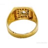Sortija Sello de Oro Bicolor 18kt con Brillantes - Diseño Cuadrado Masculino