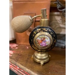 Perfumero Antiguo Estilo Romántico con Medallón Porcelana - Frasco Vintage