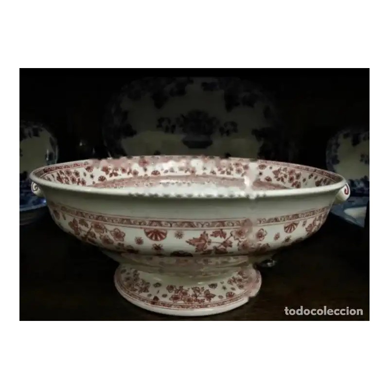 Ensaladera Antigua Pickman Cartuja de Sevilla - Porcelana Decoración Rosa