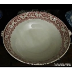 Ensaladera Antigua Pickman Cartuja de Sevilla - Porcelana Decoración Rosa