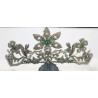 Tiara de Plata 925 con Diamantes y Esmeraldas - Corona Floral Nupcial Vintage