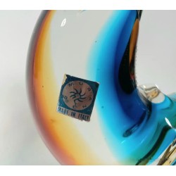 Figura de gallo en cristal de Murano soplado, colorido diseño