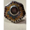 Pendientes de Plata con Mosaico de Esmaltes y Piedra Central - Diseño Artesanal