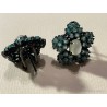 Conjunto de Pendientes y Colgante en Plata Pavonada con Esmeraldas y Piedra Luna