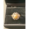 Anillo Vintage de Oro y Platino con Perla Amarilla y Brillantes - Diseño Floral