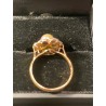 Anillo Vintage de Oro y Platino con Perla Amarilla y Brillantes - Diseño Floral