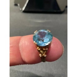 Conjunto Vintage de Oro con Aguamarinas y Diamantes - Pendientes y Anillo a Juego