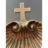 Concha Bautismal Antigua de Plata con Cruz - Venera para Sacramentos Religiosa