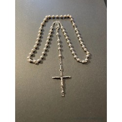 Rosario Antiguo de Plata Maciza - Pieza Religiosa con Crucifijo Detallado