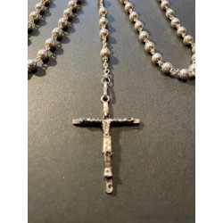 Rosario Antiguo de Plata Maciza - Pieza Religiosa con Crucifijo Detallado