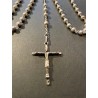 Rosario Antiguo de Plata Maciza - Pieza Religiosa con Crucifijo Detallado
