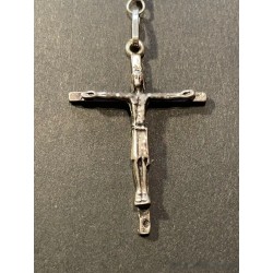 Rosario Antiguo de Plata Maciza - Pieza Religiosa con Crucifijo Detallado