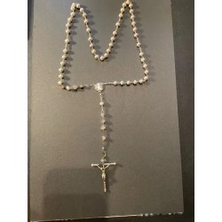 Rosario Antiguo de Plata y Perlas Naturales - Joya Religiosa con Crucifijo Detallado