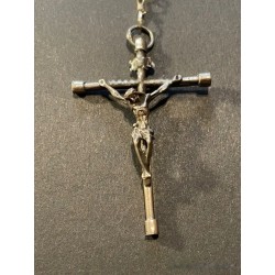 Rosario Antiguo de Plata y Perlas Naturales - Joya Religiosa con Crucifijo Detallado