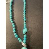Collar de Turquesa Natural con Colgante de Coral Rojo - Piedras Preciosas Artesanal