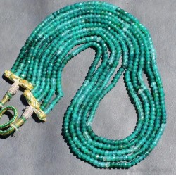 Collar de 5 Vueltas de Esmeraldas Naturales Facetadas 302CT - Piedras Preciosas