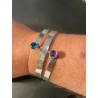 Pulsera Doble de Plata con Amatista y Topacio Azul - Brazalete Minimalista Ajustable