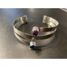 Pulsera Doble de Plata con Amatista y Topacio Azul - Brazalete Minimalista Ajustable