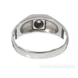 Anillo Oro Blanco 18K con Diamante - Sortija Elegante para Caballero