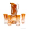 Conjunto de Refresco en Cristal Ámbar con Figuras Esmaltadas - Circa 1900