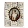 Marco Antiguo de Nácar con Retrato de Dama - Decoración Floral Artesanal