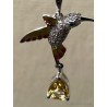 Pendientes de Plata con Colibrí y Citrinos - Diseño Artístico con Esmalte