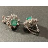 Pendientes de Oro Blanco con Esmeraldas Colombianas y Diamantes - Diseño Floral