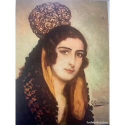 Óleo sobre Tabla 'Manola' por Eduardo Chicharro Briones - Arte Español Siglo XX
