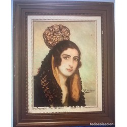 Óleo sobre Tabla 'Manola' por Eduardo Chicharro Briones - Arte Español Siglo XX
